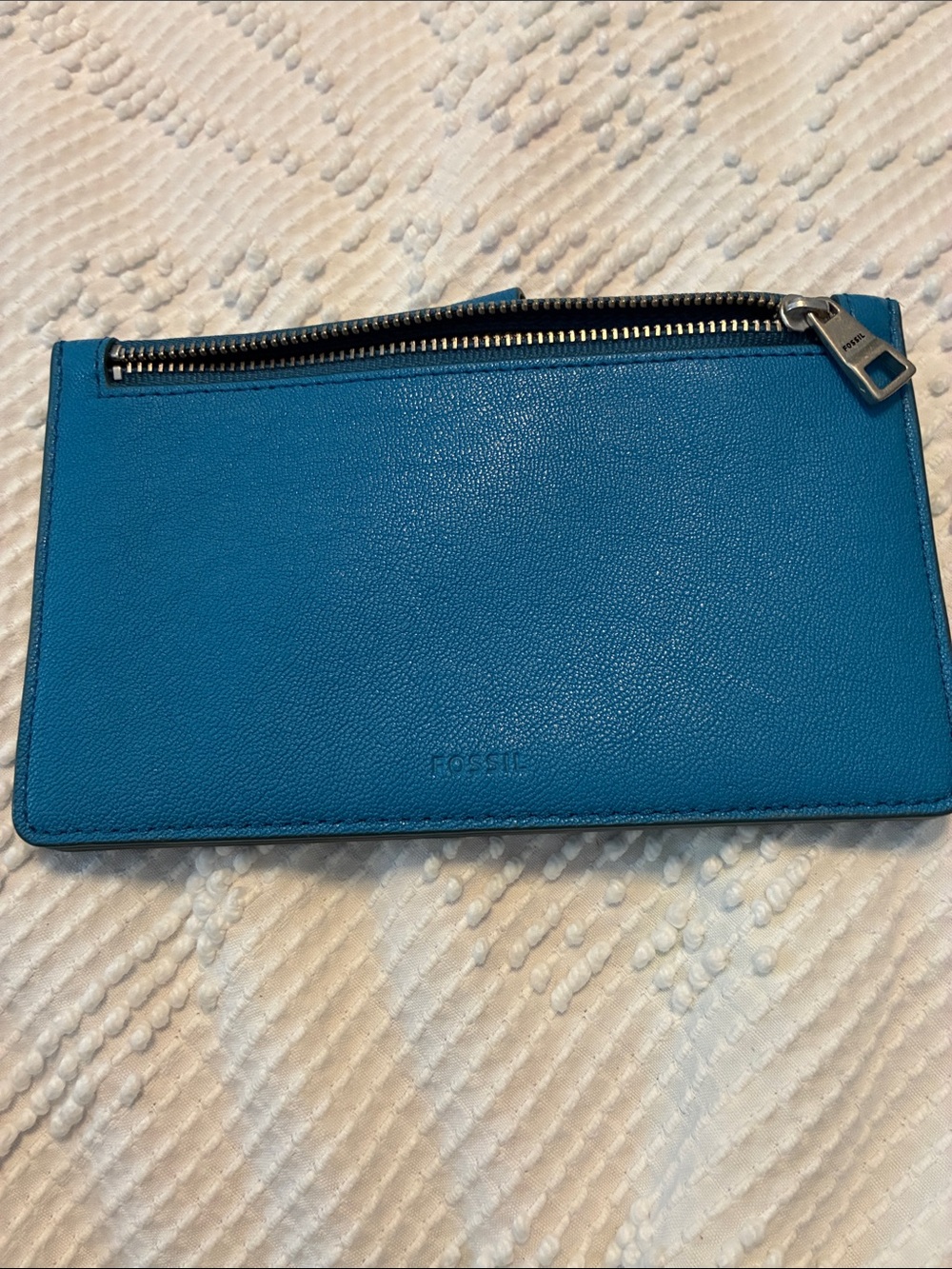 Fossil Bright Teal Leather Zip Pouch